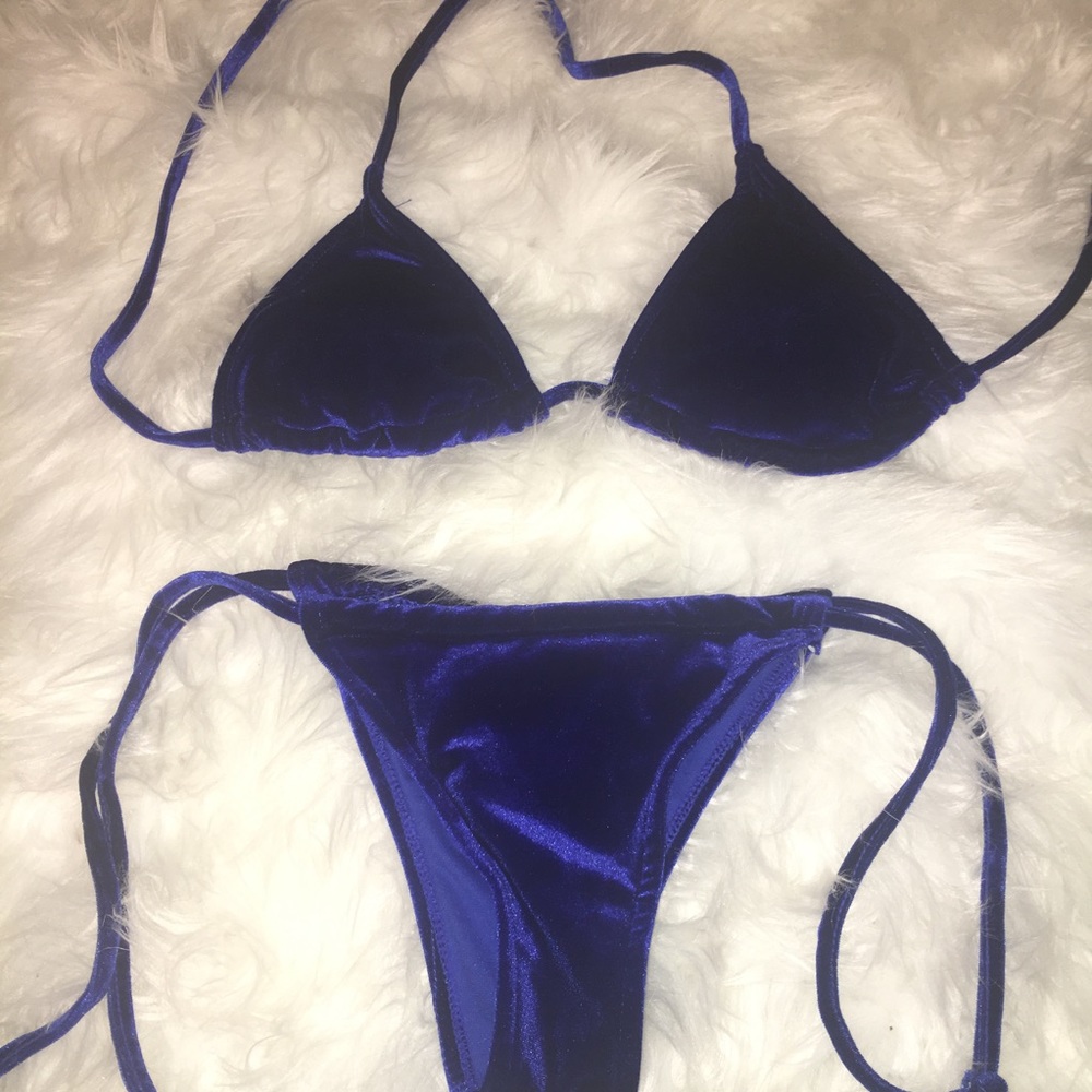 New Royal Blue Velvet Bikini